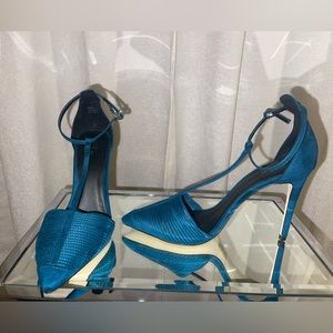 Teal T-Strap Heels